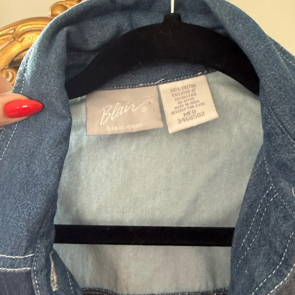 Denim Embroidered Dog Shirt - Picture 5 of 6